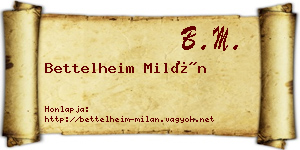 Bettelheim Milán névjegykártya
